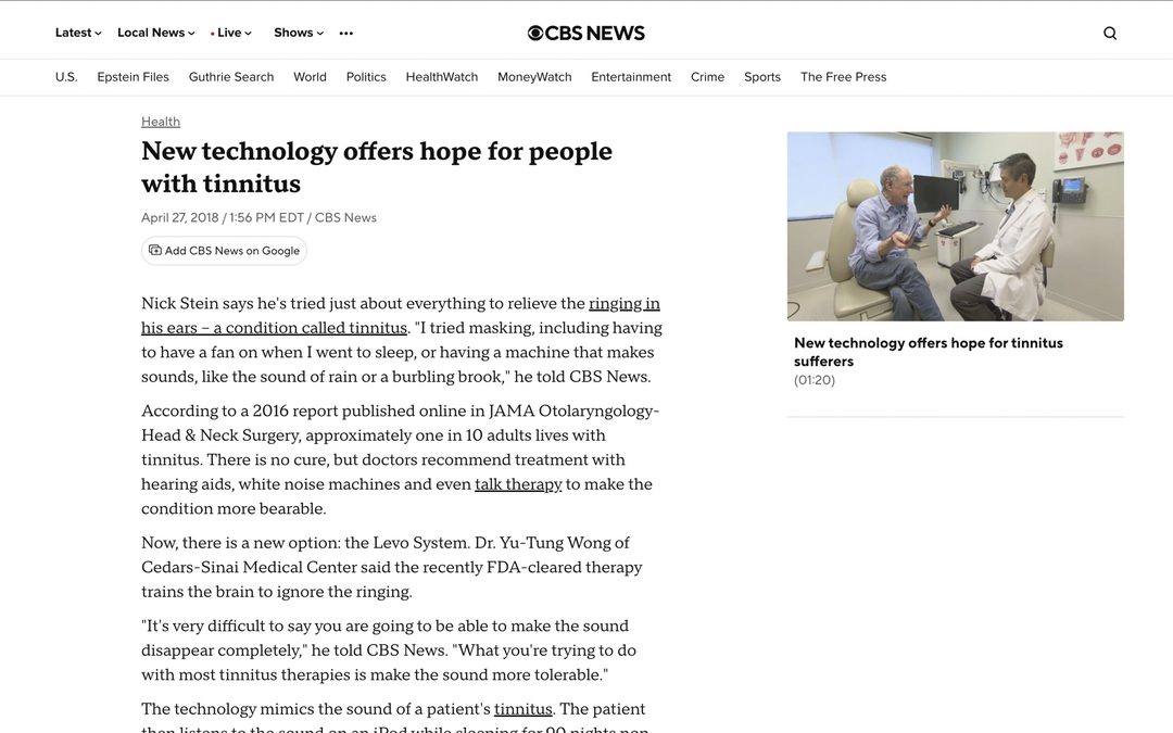Screenshot of a CBS News article about the Levo System