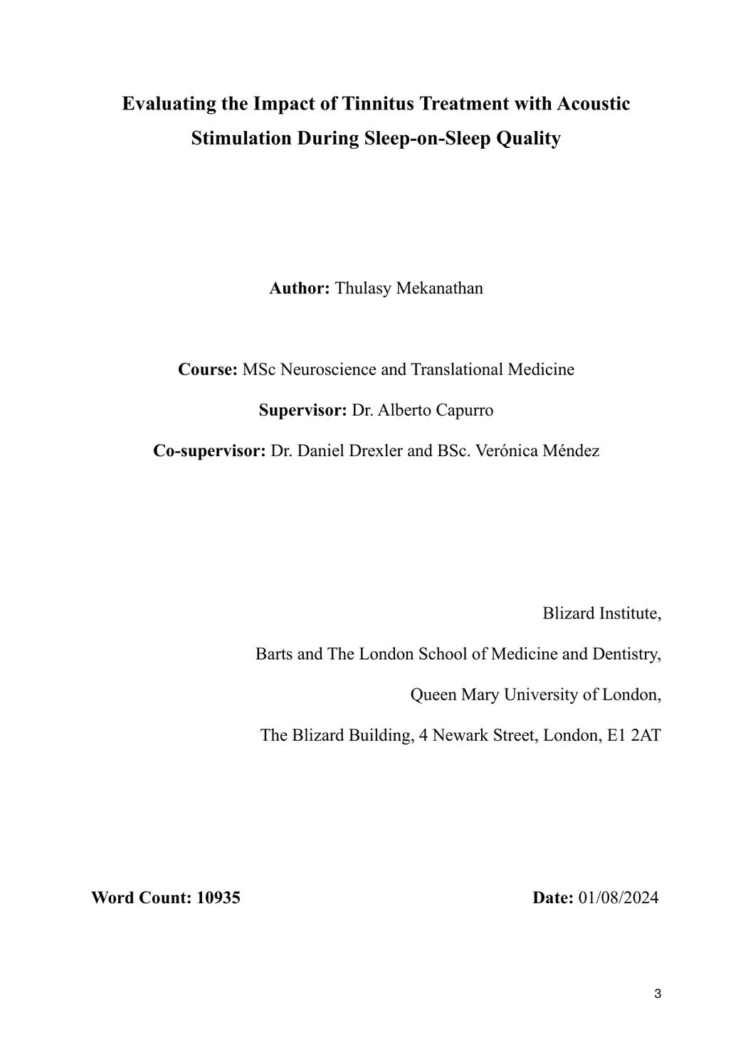 Cover of the MSc dissertation (Queen Mary University of London, 2024)